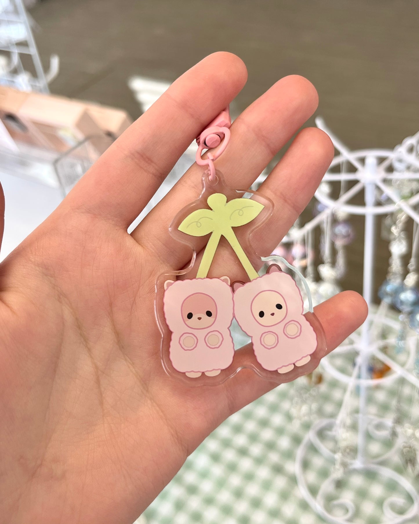 acrylic cherry keychain