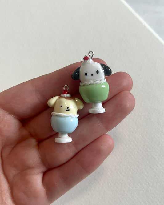 mini ice cream sundae clay charms