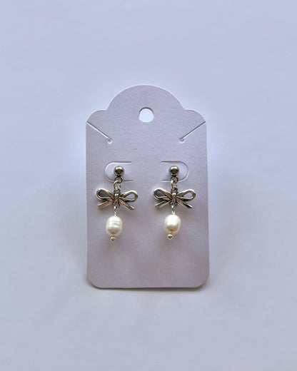 pearly bow earrings