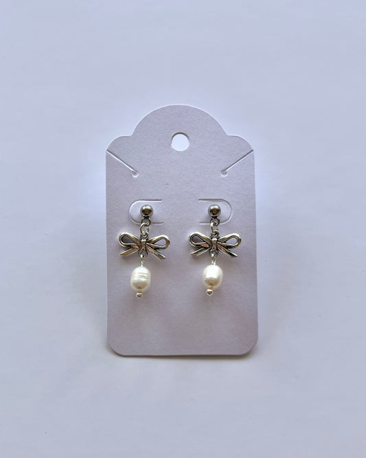 pearly bow earrings