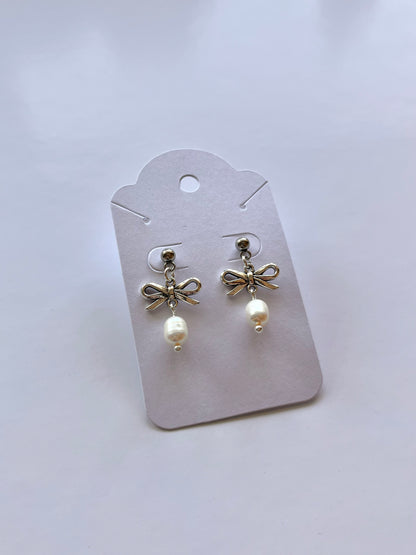 pearly bow earrings