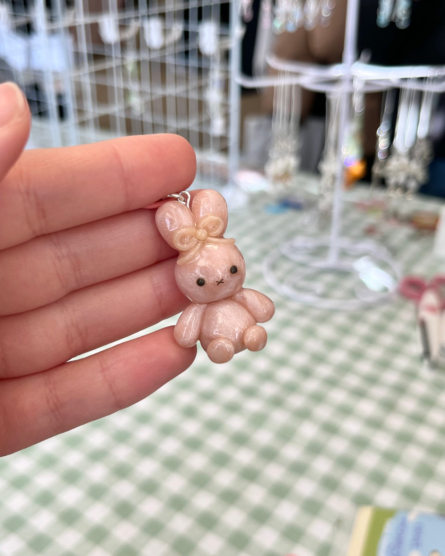 pink pearl miffy keychain